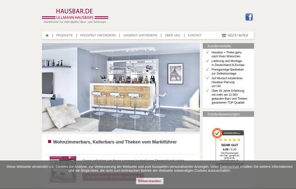 Vorschau von www.hausbar.de, Bareinrichter Ullmann. Alles für die Hausbar.