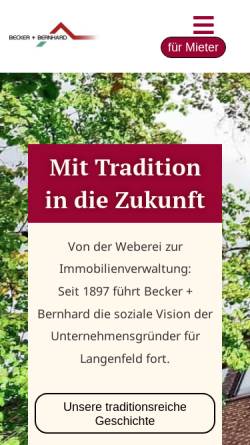 Vorschau der mobilen Webseite www.beckerbernhard.de, Becker + Bernhard GmbH & Co KG