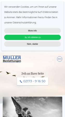Vorschau der mobilen Webseite www.mueller-bestattungen.de, Müller Bestattungen