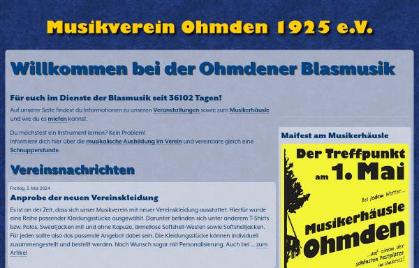 Vorschau von www.ohmdener-blasmusik.de, Musikverein Ohmden 1925 e.V.