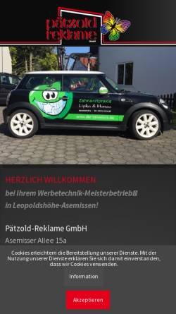 Vorschau der mobilen Webseite www.paetzold-reklame.de, Pätzold Reklame GmbH