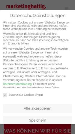 Vorschau der mobilen Webseite www.marketinghaltig.de, Marketinghaltig - Büro für Marketing und Kommunikation Dipl.-Kfm. Cammin Schultz