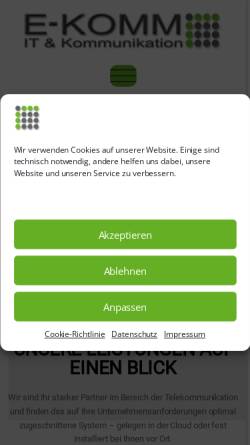 Vorschau der mobilen Webseite e-komm.net, E-Komm· Telekommunikationssysteme Lüdenscheid