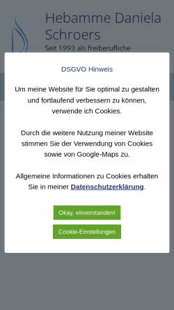 Vorschau der mobilen Webseite www.hebamme-schroers.de, Hebamme Schroers