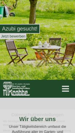 Vorschau der mobilen Webseite www.gartenkrabbe.de, Garten- und Landschaftsbau N. Krabbe GmbH & Co. KG