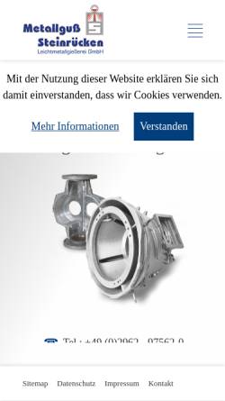 Vorschau der mobilen Webseite www.metallguss-steinruecken.de, Metallguß Steinrücken GmbH & Co. KG
