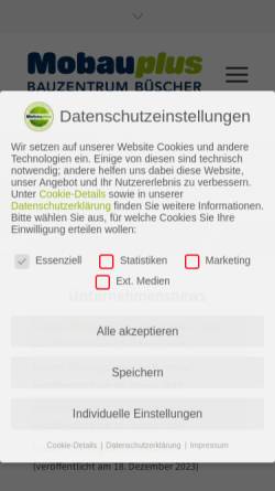 Vorschau der mobilen Webseite www.bauzentrum-buescher.de, Gebrüder Büscher Brenn- und Baustoffe GmbH
