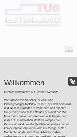 Vorschau der mobilen Webseite www.tus-metallbau.de, TUS Metallbau, Turan und Sengül GbR