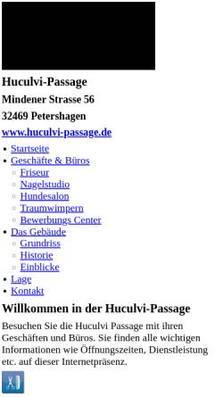 Vorschau der mobilen Webseite www.huculvi-passage.de, Huculvi-Passage in Petershagen
