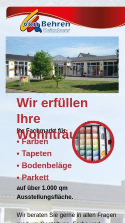 Vorschau der mobilen Webseite www.vonbehren-heimdecor.de, Maler- und Heimwerkerbedarf von Behren Heimdecor GmbH