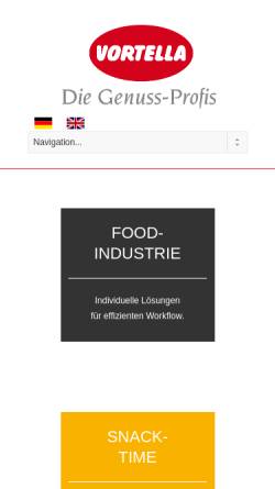 Vorschau der mobilen Webseite www.vortella.de, Vortella Lebensmittelwerk W. Vortmeyer GmbH