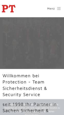 Vorschau der mobilen Webseite www.protection-team.de, Protection Team e.K.
