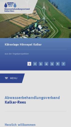 Vorschau der mobilen Webseite www.abwasserverband-kalkar-rees.de, Abwasserbehandlungsverband Kalkar-Rees