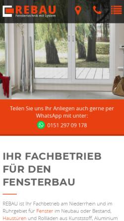 Vorschau der mobilen Webseite www.rebau-fenster.de, Rebau Fensterhandelsgesellschaft mbH
