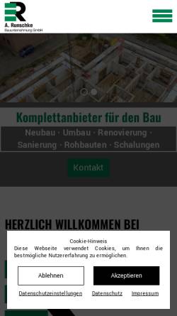Vorschau der mobilen Webseite www.runschkebau.de, A. Runschke Bauunternehmung