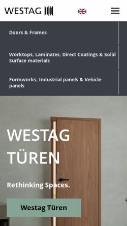 Vorschau der mobilen Webseite www.westag-getalit.de, Westag & Getalit AG