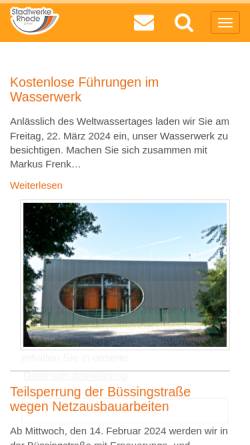 Vorschau der mobilen Webseite www.stadtwerke-rhede.de, Stadtwerke Rhede GmbH