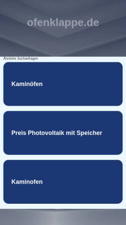 Vorschau der mobilen Webseite ofenklappe.de, Ofenklappe, Inh. Britt Ruschke