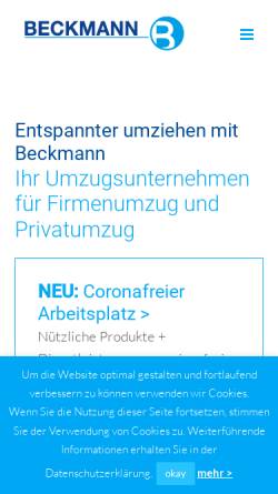 Vorschau der mobilen Webseite www.beckmann-umzuege.de, Beckmann Möbeltransportbetriebe GmbH