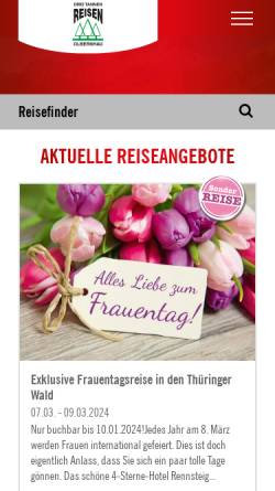 Vorschau der mobilen Webseite www.drei-tannen-reisen.de, Drei Tannen Reisen Reisebüro