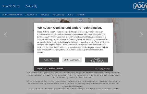 Vorschau von www.axa-maschinenbau.de, AXA-Entwicklungs- und Maschinenbau GmbH