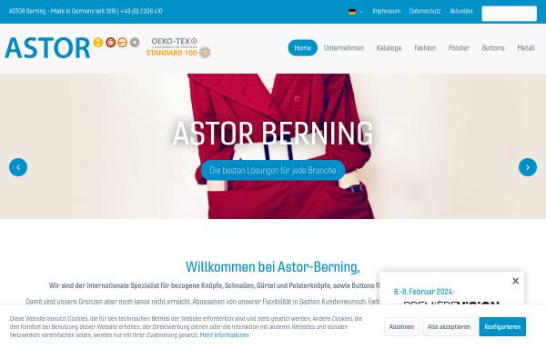 Vorschau von www.astor-berning.de, Astor Werk Otto Berning & Co.