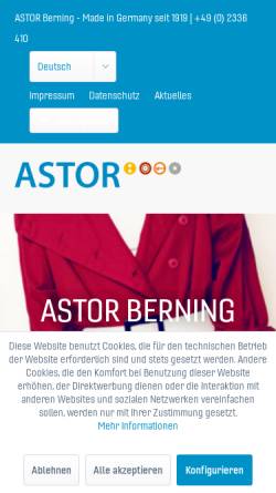Vorschau der mobilen Webseite www.astor-berning.de, Astor Werk Otto Berning & Co.