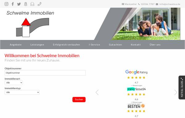 Vorschau von www.schwelme.de, Horst Prange, Schwelme Immobilien