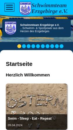 Vorschau der mobilen Webseite www.schwimmteamerzgebirge.de, Schwimmteam Erzgebirge e.V.