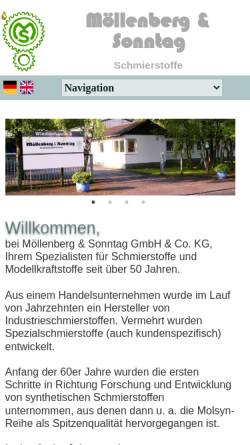 Vorschau der mobilen Webseite www.ms-schmierstoffe.de, Möllenberg & Sonntag OHG, Schwelm