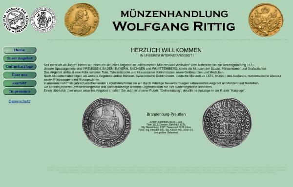 Vorschau von www.muenzen-rittig.de, Münzenhandlung Wolfgang Rittig