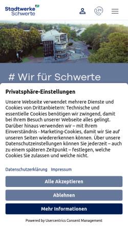 Vorschau der mobilen Webseite www.sws-schwerte.de, Stadtwerke Schwerte GmbH