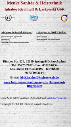 Vorschau der mobilen Webseite www.ucs.de, Heizung und Sanitär August Menke, Spenge