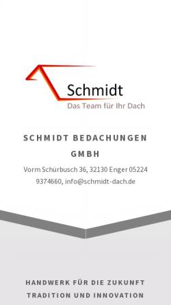 Vorschau der mobilen Webseite www.schmidt-dach.de, Schmidt Bedachungen GmbH - Spenge