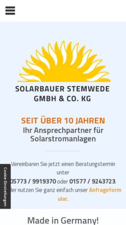 Vorschau der mobilen Webseite www.solarbauer-stemwede.de, Solarbauer Stemwede GbR