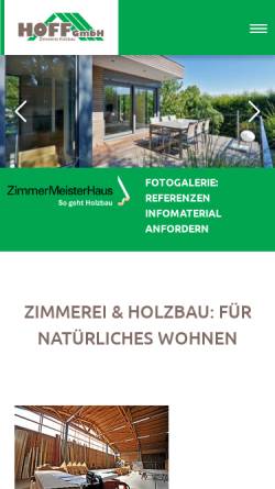 Vorschau der mobilen Webseite www.holzbau-hoff.de, Holzbau Hoff GmbH