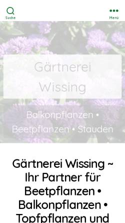 Vorschau der mobilen Webseite www.gaertnerei-wissing.de, Gärtnerei Wissing