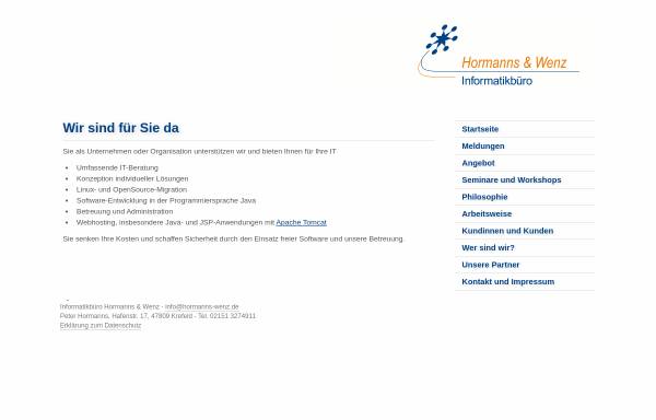 Vorschau von www.hormanns-wenz.de, Informatikbüro Hormanns und Wenz