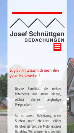 Vorschau der mobilen Webseite www.schnuettgen.net, Josef Schnüttgen Bedachungen GmbH & Co. KG
