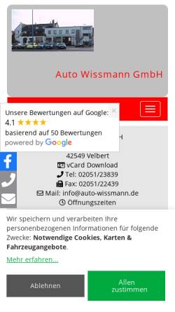 Vorschau der mobilen Webseite www.auto-wissmann.de, Auto Wissmann GmbH