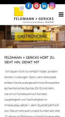 Vorschau der mobilen Webseite www.feldmann-gericks.de, Feldmann + Gericks Innenausbau GmbH