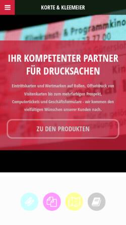 Vorschau der mobilen Webseite www.korte-kleemeier.de, Druckerei Korte & Kleemeier
