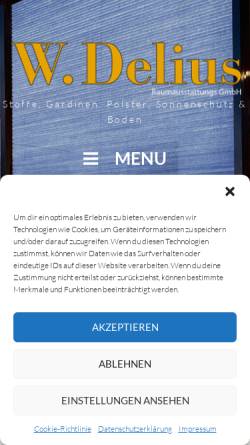 Vorschau der mobilen Webseite www.w-delius.de, W. Delius Raumausstattungs GmbH, Vlotho