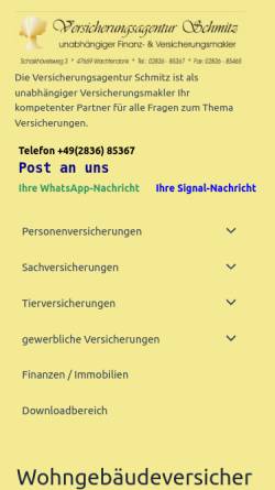 Vorschau der mobilen Webseite www.versicherungsagentur-schmitz.de, Versicherungsagentur Schmitz