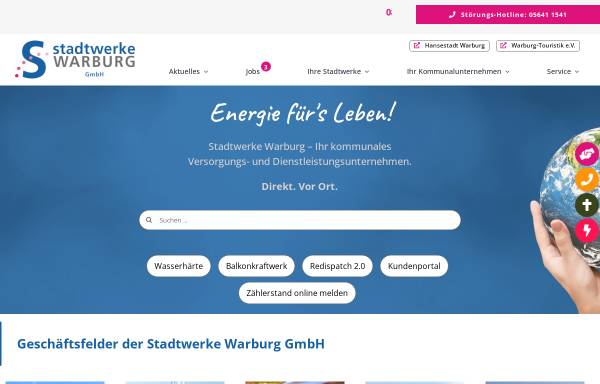 Vorschau von www.stadtwerke-warburg.de, Stadtwerke Warburg GmbH