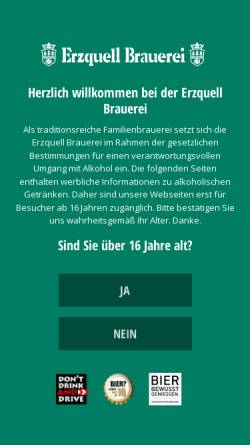 Vorschau der mobilen Webseite www.erzquell.de, Erzquellbrauerei Bielstein Haas & Co. KG