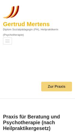 Vorschau der mobilen Webseite www.g-mertens-praxis.de, Praxis für Beratung und Psychotherapie - G. Mertens