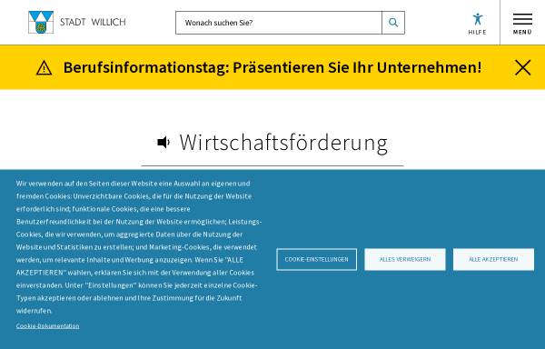 Vorschau von www.gewerbewillich.de, Wirtschaftsförderung der Stadt Willich