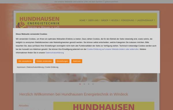 Vorschau von www.hundhausen-haustechnik.de, Hundhausen GmbH-Heizung und Sanitär