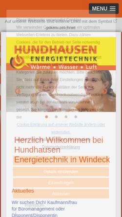 Vorschau der mobilen Webseite www.hundhausen-haustechnik.de, Hundhausen GmbH-Heizung und Sanitär